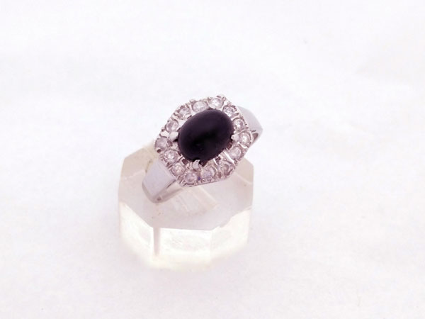 Sterling silver ring, with a polished sapphire "Black star".. Foto 2