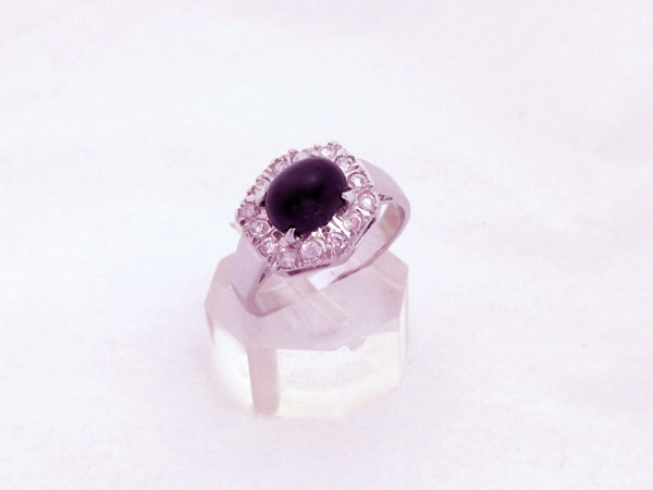 Sterling silver ring, with a polished sapphire "Black star".. Foto 3