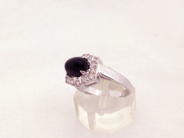 Sterling silver ring, with a polished sapphire "Black star".. Foto 4