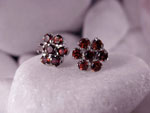 Vintage handmade Sterling silver with Garnet faceted gemstones earrings.. Ref. TEO