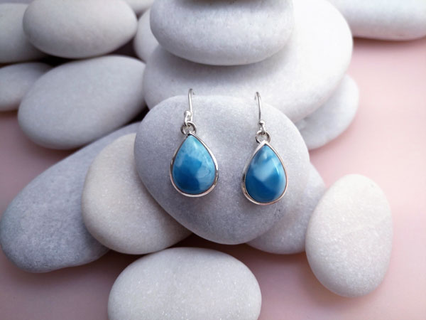 Larimar and Sterling silver earrings.. Foto 1