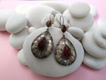 Antique earrings made of silver alloy and Carnelian Agate.. Ref. TGV