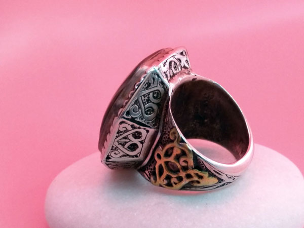 Old Sterling silver and agate ethnic ring.. Foto 3