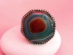 Old Sterling silver and agate ethnic ring.. Ref. TIB