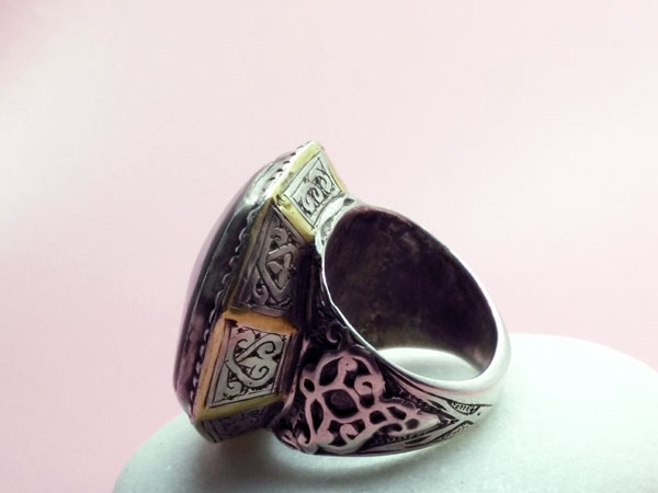 Old Sterling silver and agate ethnic ring.. Foto 4