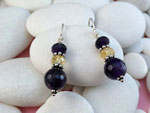 Ethnic Sterling silver earrings with Amethyst and Quartz gemstones.. Ref. TMR