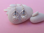 Sterling silver earrings with pearls and Aquamarines.. Ref. TNS