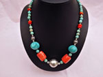 Traditional Tibetan Sterling silver and turquoise necklace.. Ref. TPT