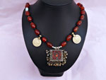 Ethnic silver and carnelian agate necklace.. Ref. TPU