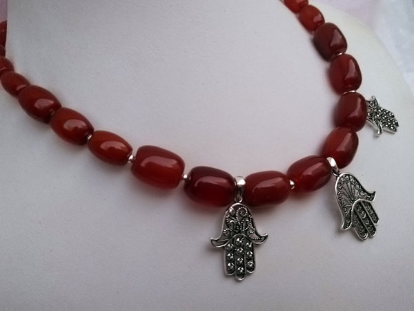 Ethnic silver and carnelian agate necklace.. Foto 2