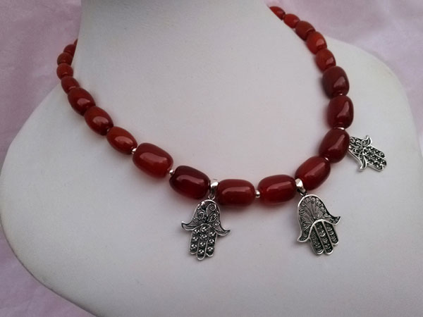 Ethnic silver and carnelian agate necklace.. Foto 3