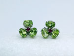 Ethnic Sterling silver, peridot and ruby earrings.. Ref. TQD