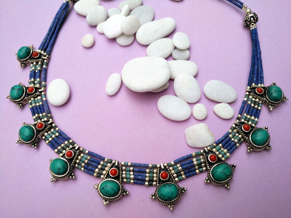 Ethnic Sterling silver Tibetan necklace.. Foto 2