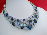 Sterling silver necklace with gems of Tanzanite and Moonstone.. Ref. TRP