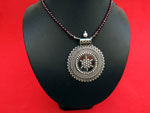 Ethnic Sterling silver pendant in garnet choker.. Ref. TWM