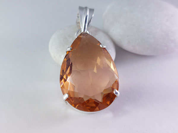 Silver and citrine quartz pendant.. Foto 3